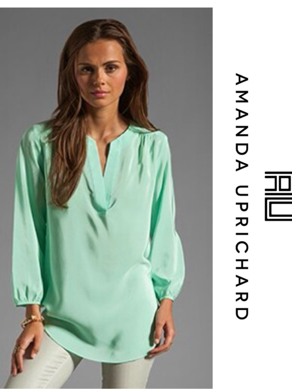 NEW Amanda Uprichard Silk Buttoned Highliner Blouse Sherbet